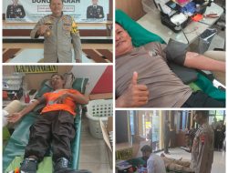 Kapolsek Laren Bersama Anggotanya Melaksanakan Bakti Kesehatan Berupa Donor Darah