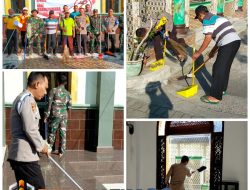 Peringati HUT Bhayangkara Ke-78, Kapolsek Laren Pimpin Kegiatan Bakti Sosial Serta Bakti Religi