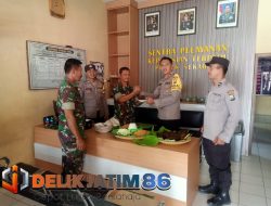 Dalam Rangka HUT Bhayangkara Ke-78 Anggota Koramil 0812 Sekaran Lakukan Pemotongan Nasi Tumpeng Sebagai Bentuk Sinergitas TNI/Polri
