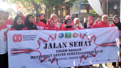 Polsek Sekaran Amankan Jalan Sehat HUT RI ke-80 di Desa Bulutengger