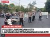 Polsek Lamongan Kota Laksanakan Pengamanan Nobar Liga II Persela Lamongan vs Persiku Kudus di Videotron Pemkab Lamongan