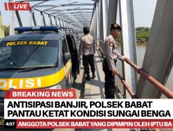 Antisipasi Banjir, Polsek Babat Pantau Ketat Kondisi Sungai Bengawan Solo
