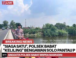 “Siaga Satu”, Polsek Babat “Keliling” Bengawan Solo Pantau Potensi Banjir