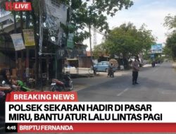 Polsek Sekaran Hadir di Pasar Miru, Bantu Atur Lalu Lintas Pagi